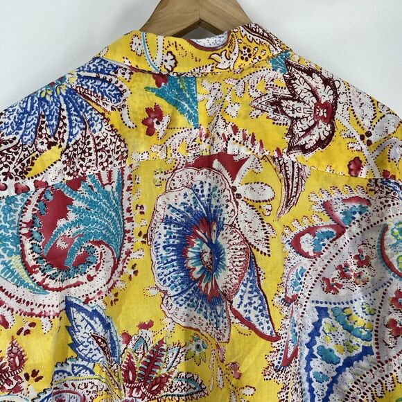 Lauren Ralph Lauren Shirt Size 3X Yellow Paisley Print Button Down Top Blouse - Picture 6 of 7